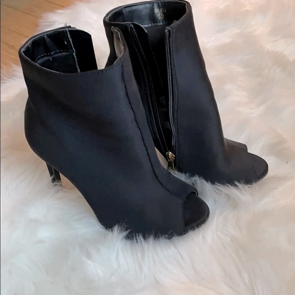 Black peep toe booties
